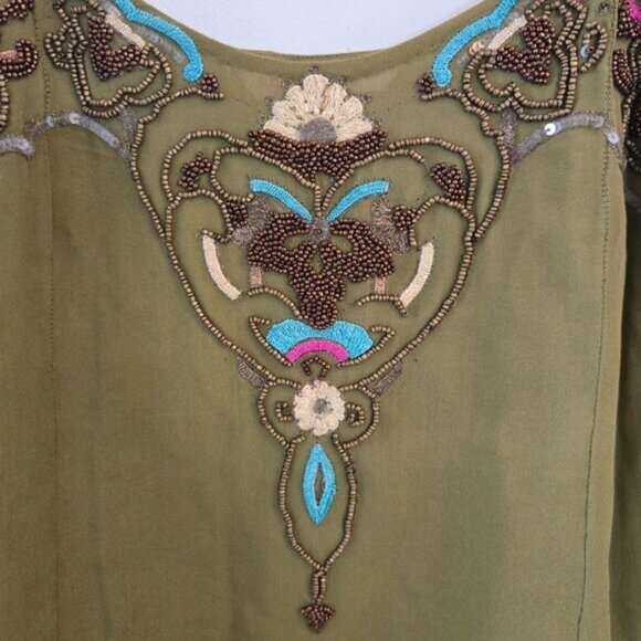 Matthew Williamson Beaded Green Sleeveless Tank Top Size 8 Small b36 - Picture 7 of 9